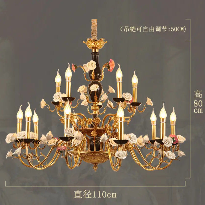 French style copper ceramic chandelier warm romantic dining room bedroom lamp European style villa living room duplex