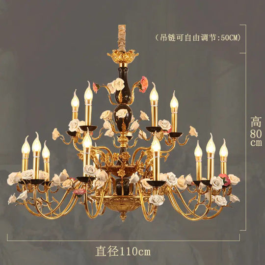 French style copper ceramic chandelier warm romantic dining room bedroom lamp European style villa living room duplex