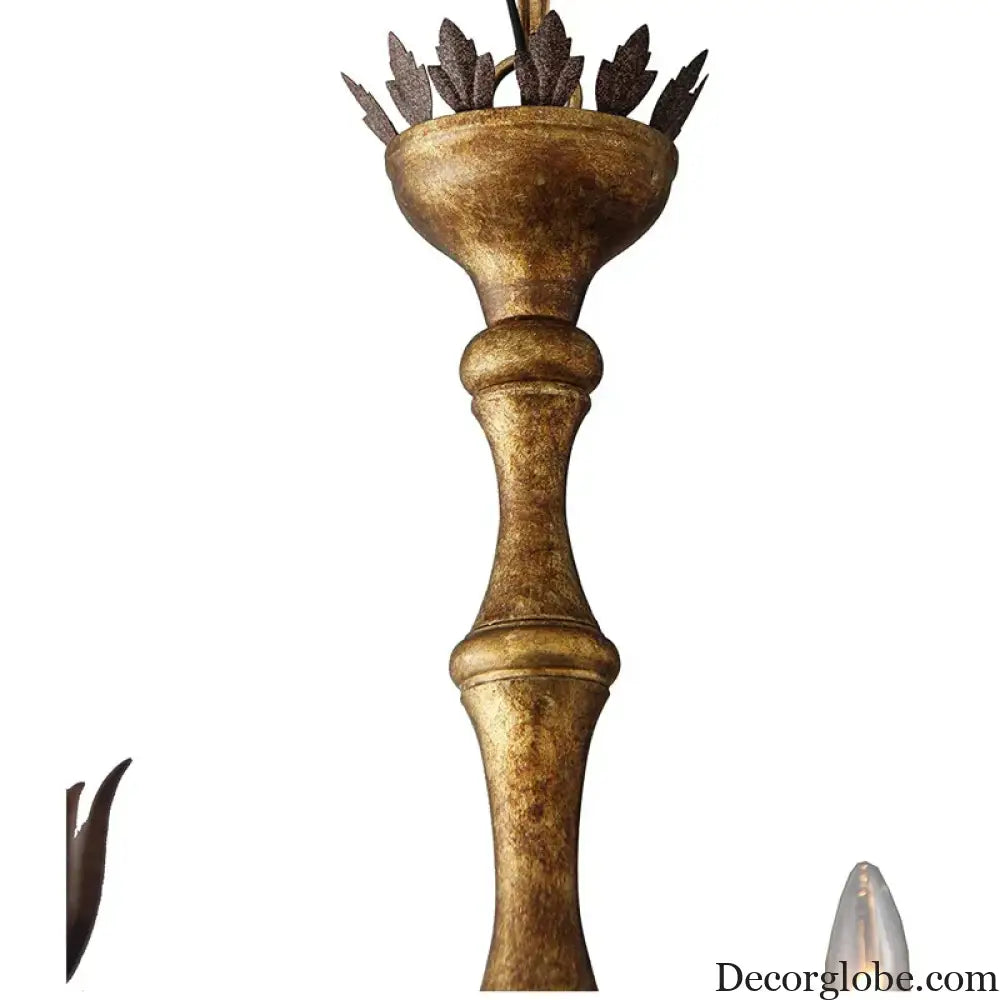 Vintage 6-Head Wooden Pendant Lamp - French Wooden Chandelier Light for Living Room, Bedroom, and Dining Room Decor - DecorGlobe