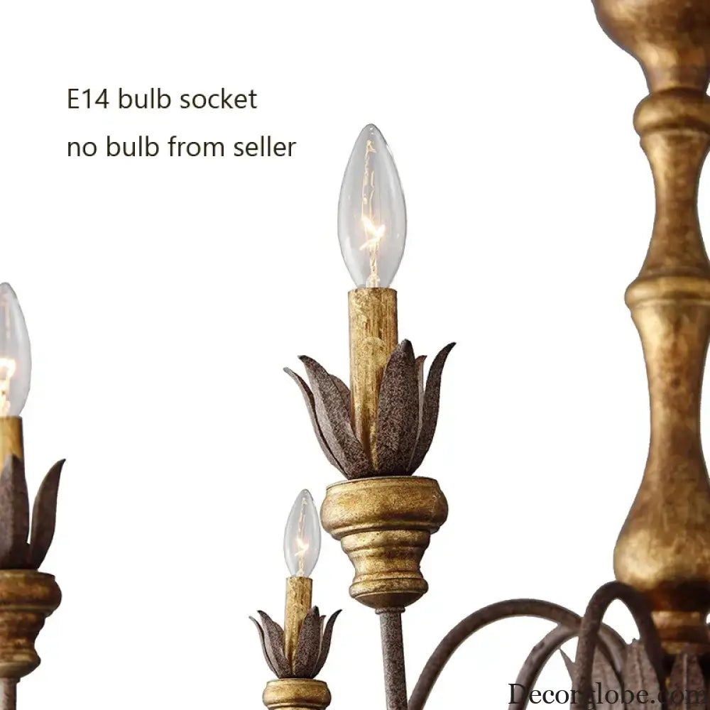 Vintage 6-Head Wooden Pendant Lamp - French Wooden Chandelier Light for Living Room, Bedroom, and Dining Room Decor - DecorGlobe