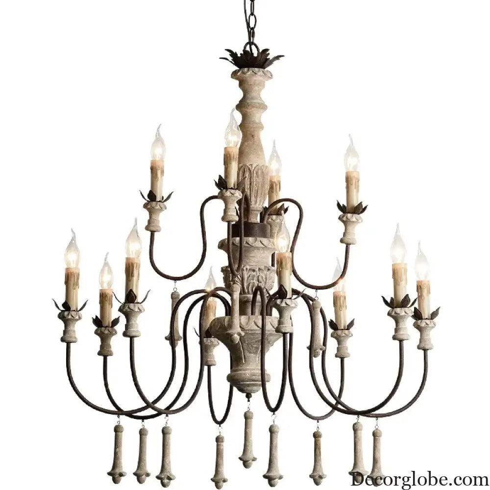 Vintage Wooden Foyer Chandelier for Living Room and Villa Lobby Chandelier