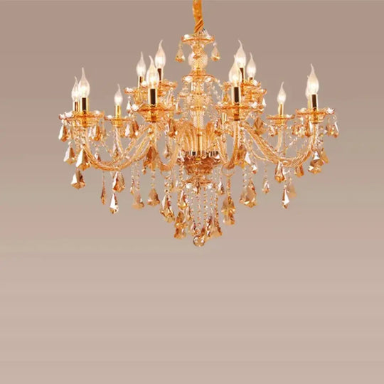 VIREON Cognac Crystal European-Style Chandelier 15 arms Amber / Neutral light Chandelier
