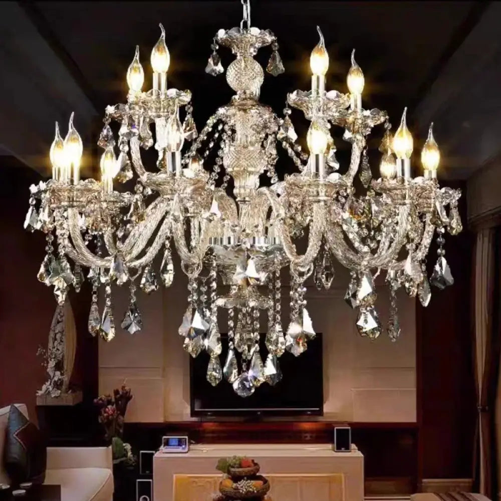 VIREON Cognac Crystal European-Style Chandelier 15 arms Cognac / Neutral light Chandelier