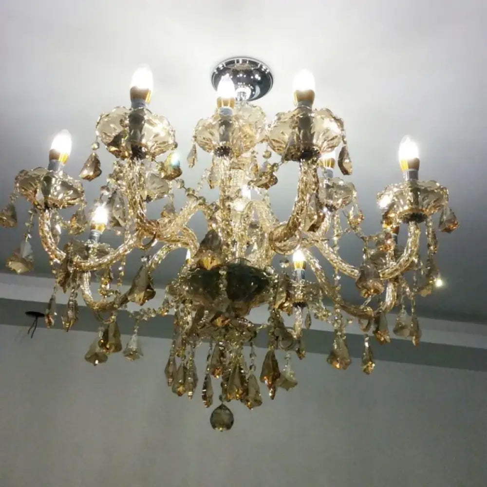 VIREON Cognac Crystal European-Style Chandelier 8 arms Cognac / Neutral light Chandelier