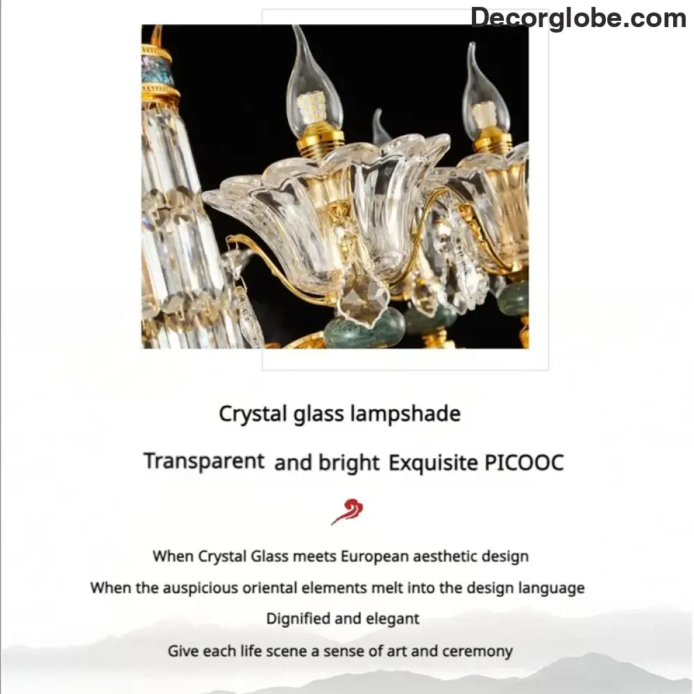 Vivienne French Copper Crystal Candle Chandelier Duplex Stair Pendant Light Chandelier