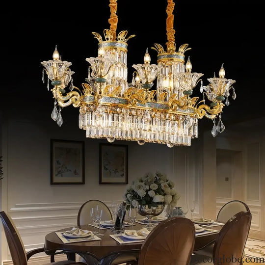 Vivienne French Copper Crystal Candle Chandelier Duplex Stair Pendant Light Chandelier