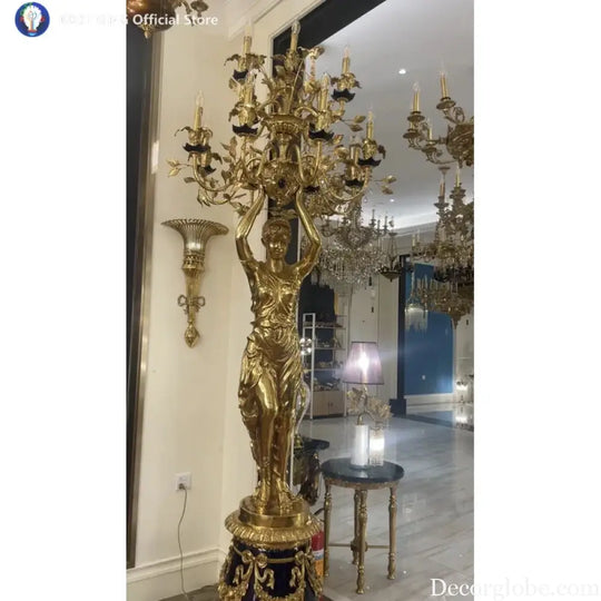 260cm sexy girl standing lamp French Villa Hall copper floor lamps luminaria foyer hotel project vintage floor lamps