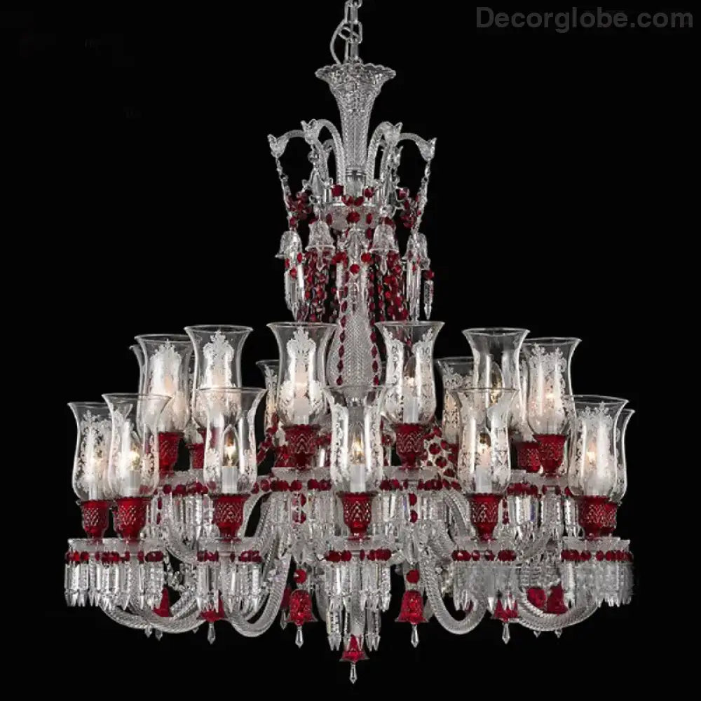 ZELORA Red Crystal European-Style Duplex Statement Chandelier chandelier