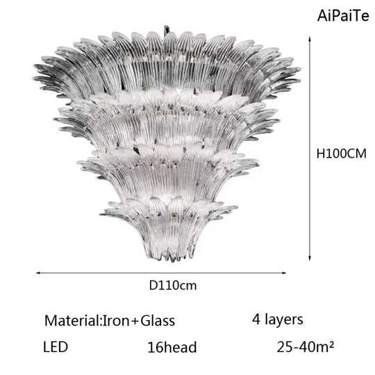 Odette French Vintage Murano Glass LED Chandelier for Living Room & Staircase AD110CM4Layer / changeable Chandelier