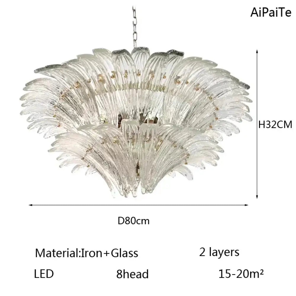 Odette French Vintage Murano Glass LED Chandelier for Living Room & Staircase AD80CM2Layer / changeable Chandelier