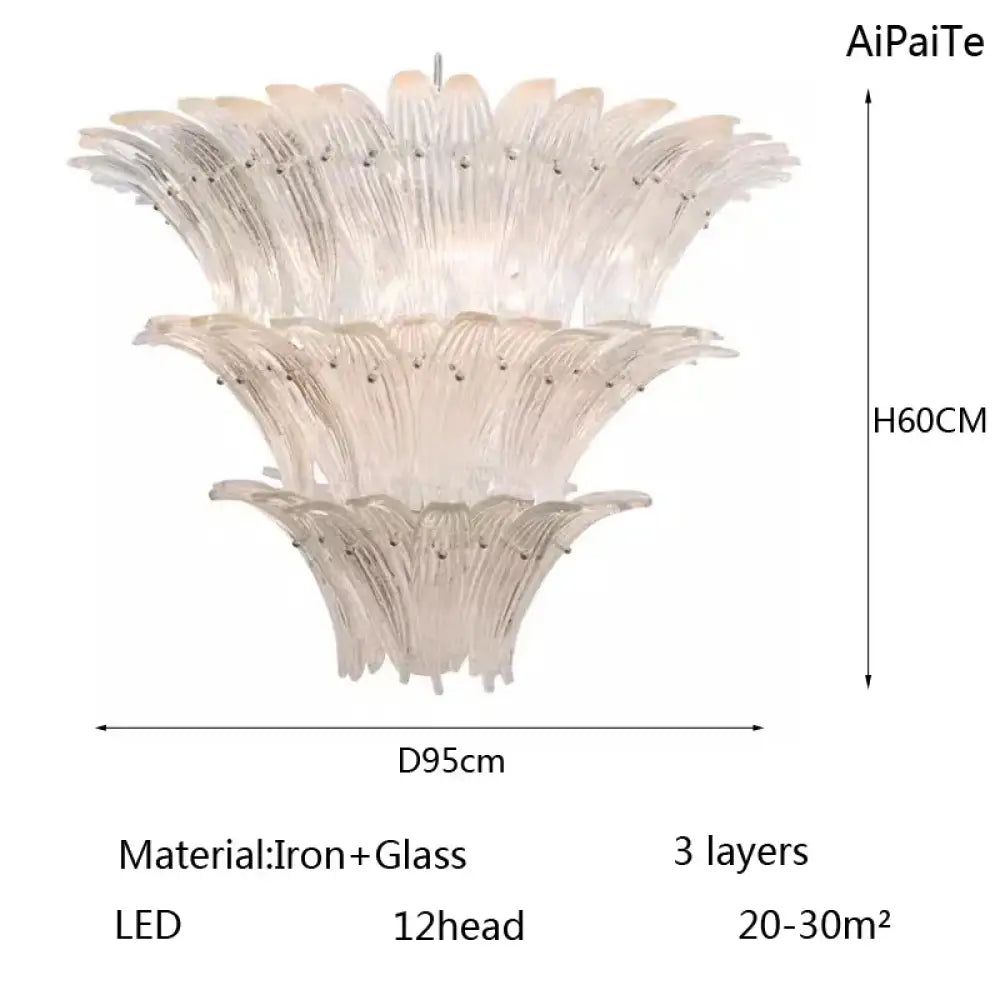 Odette French Vintage Murano Glass LED Chandelier for Living Room & Staircase AD95CM3Layer / changeable Chandelier